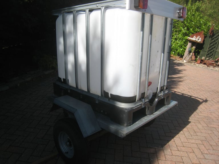 Erde water bowser trailer,600 litre IBC tank, Jockey wheel, Light board