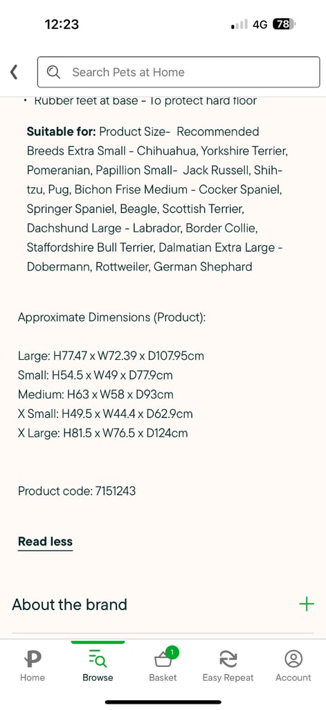 Black dog crate size Large 