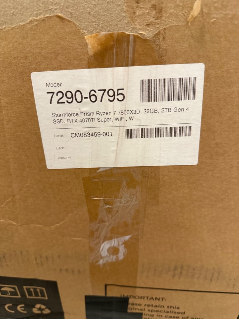 Stormforce Prism – Ryzen 7 7800X3D | RTX 4070 Ti Super | 32GB RAM | 2TB Gen 4 SSD | WiFi – Brand New