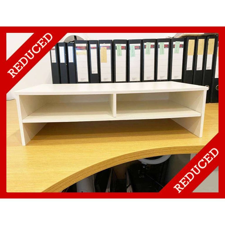 Large Computer Monitor TV Stand White Home Office Desk Admin Paperwork Filing In Trays RRP £39.95 