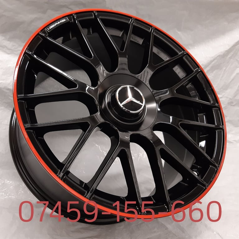 4X NEW ALLOY WHEELS (18" INCH ALLOYS) MERCEDES BLACK RED C63 A45 AMG A B V C E CLASS SLK VITO CLA
