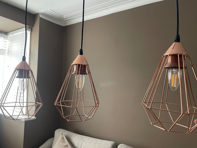 image for Copper color 3 pendants lighting