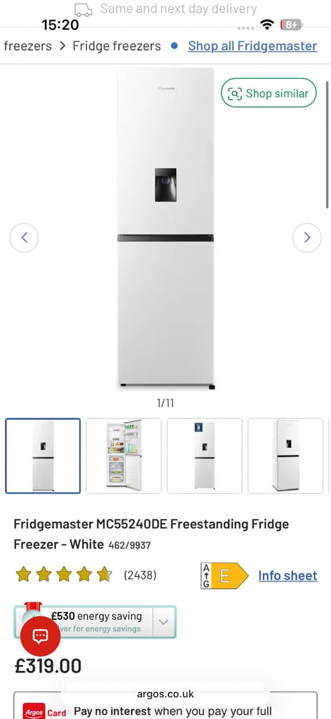 Freestanding Fridge freezer LIKE NEW.