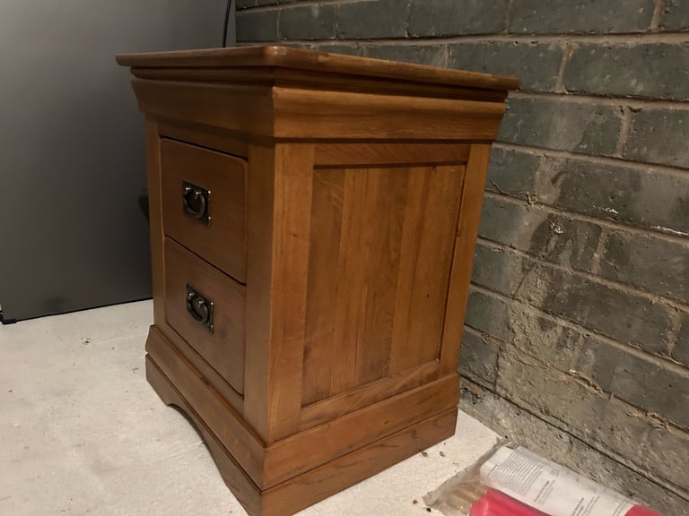 Solid Oak Bed Side Table with Drawers