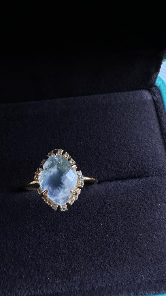 image for Rainbow Moonstone White Topaz Gold Vermeil ring 