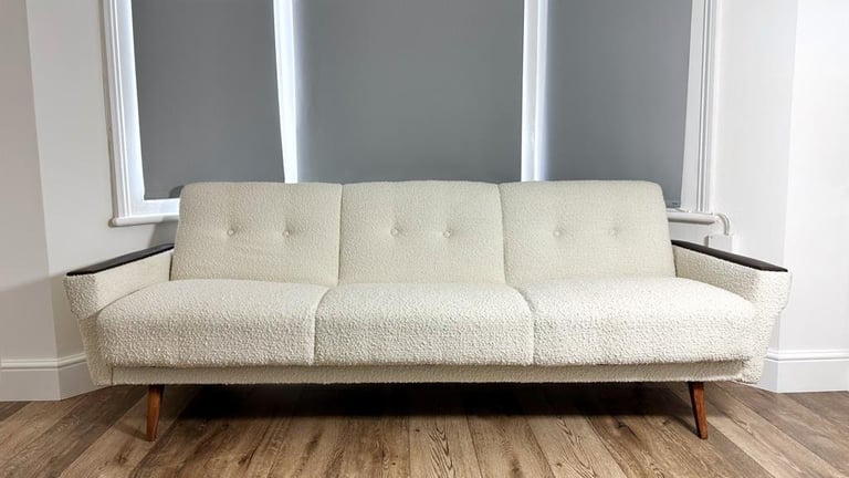 Vintage Mid Century Modern Danish Boucle Sofa Bed FREE LOCAL DELIVERY