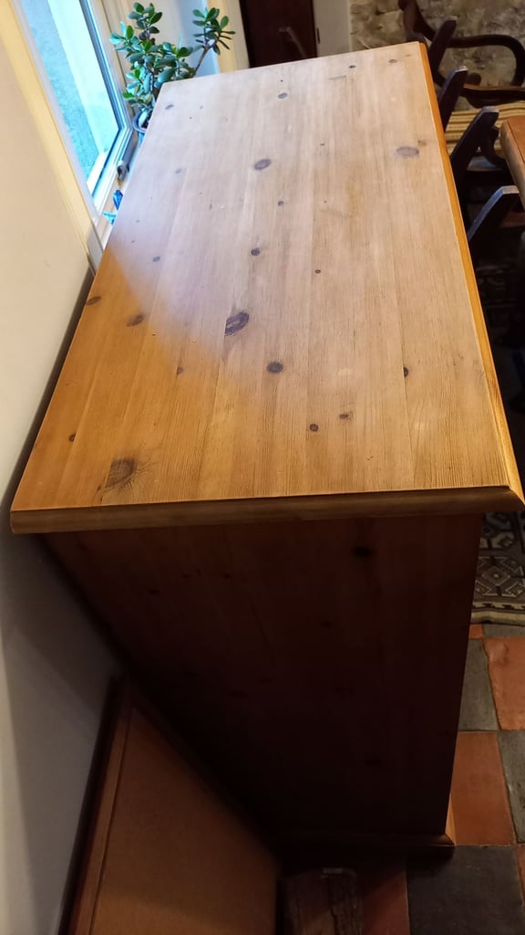Large waxed pine chest of drawers
