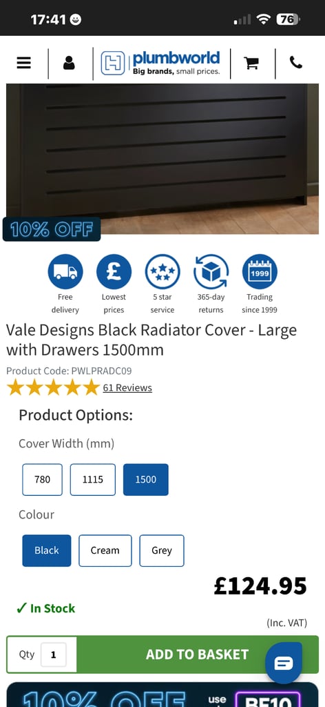 Black radiator cover 