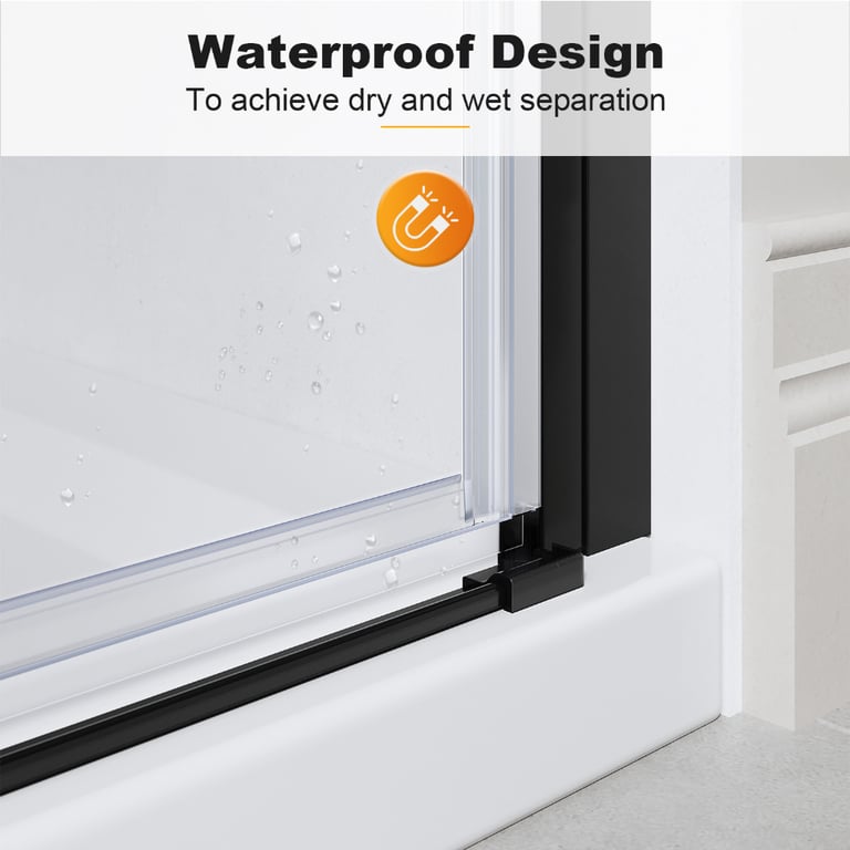 New Black Frameless Pivot Shower Enclosure + Tray 1000 x 700mm RRP £500 Our Price £335