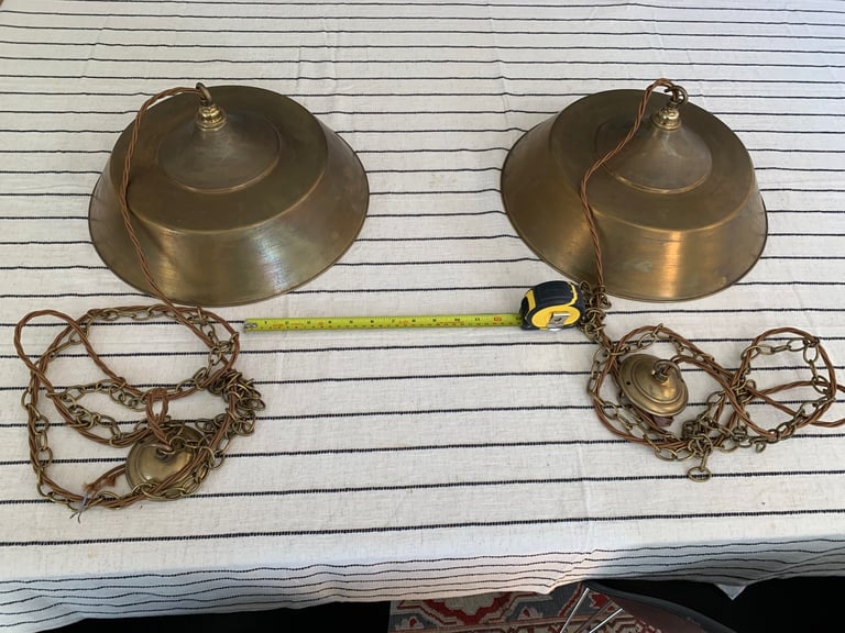 image for Pair of Brass Pendant Lights For sale