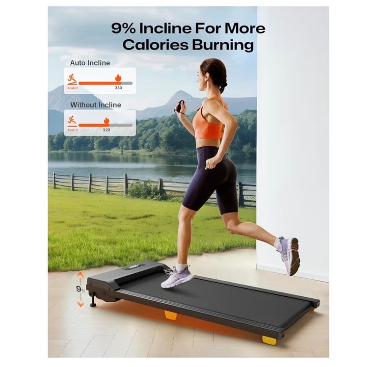 Walking Pad with Incline, Under Desk Treadmills for Home, Lightweight Walking Machine, wheeled