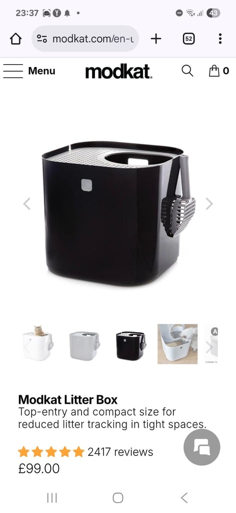 Modko Modkat Black Compact Top Entry Cat Litter Box, 2 Available