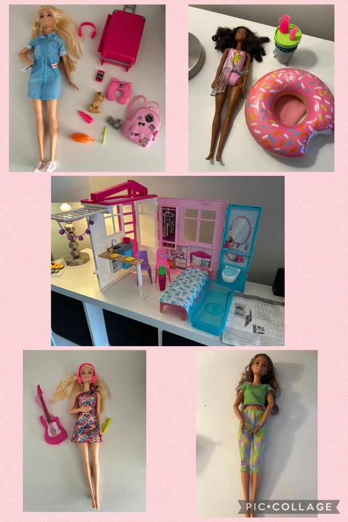 image for Barbie portable house and dolls bundle
