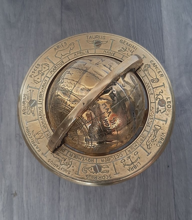 Vintage brass signs of the Zodiac globe