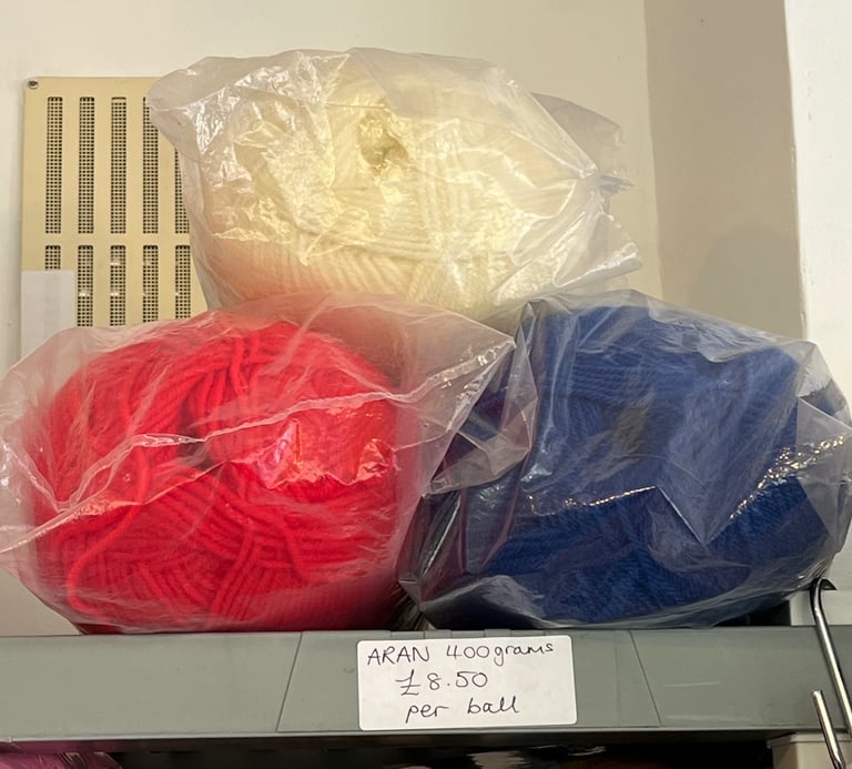 Knitting yarn, haberdashery, buttons