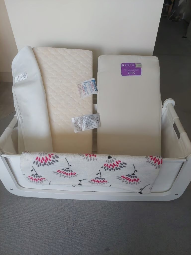 Cot Bed Snuzpod with mattress, SnuzPod2 Natural Crib Mattress & Waterproof Crib Mattress