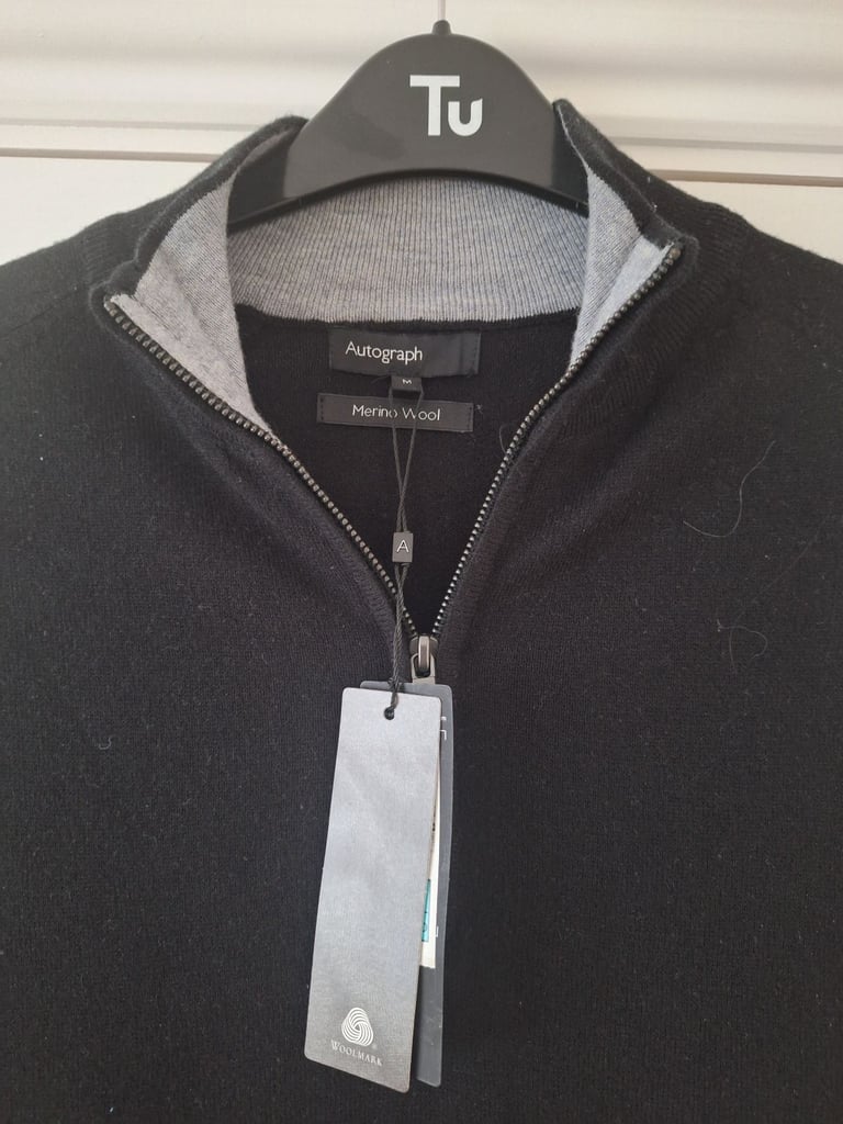 image for New Mens M&S Autograph black merino wool large top
