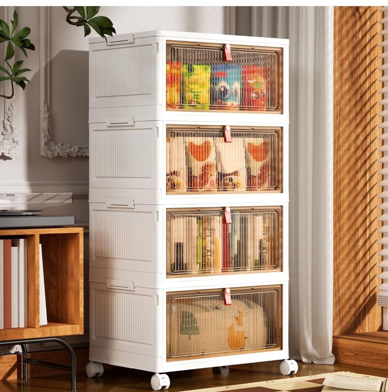 image for small Storage Boxes with Lid - 28L*4 Tier Plastic Storage Box with Lid,