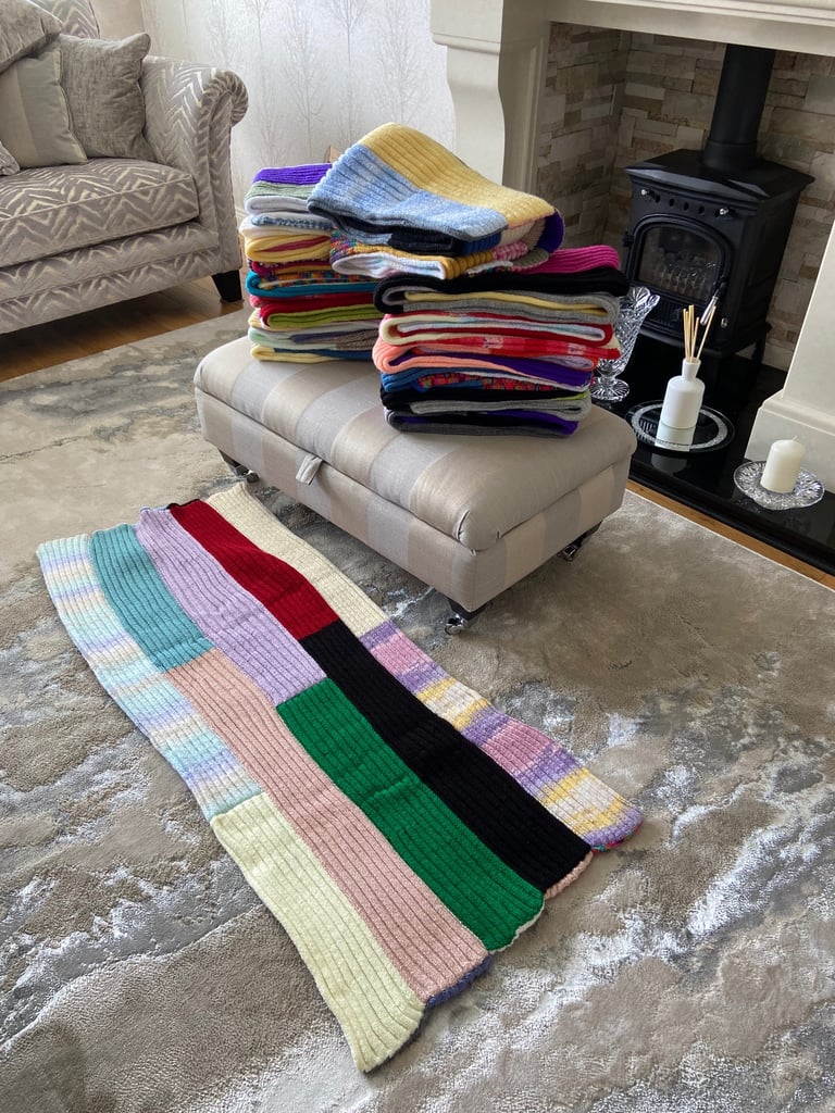 16 Hand Knit Double Sided Blankets / Bed Covers 