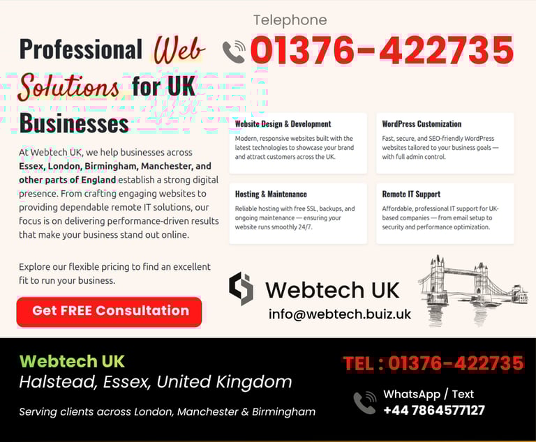 Website Design and & IT Remote Services in Halstead, Essex