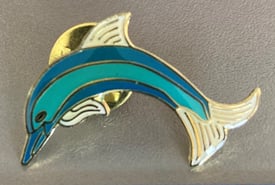 Turquoise Dolphin pin badge / brooch – post or collect