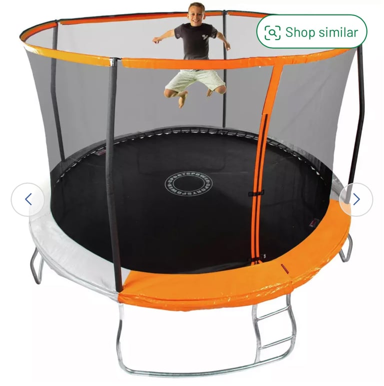 image for Sportspower 12ft Outdoor Kids Trampoline With Enclosure And Step Good Condition