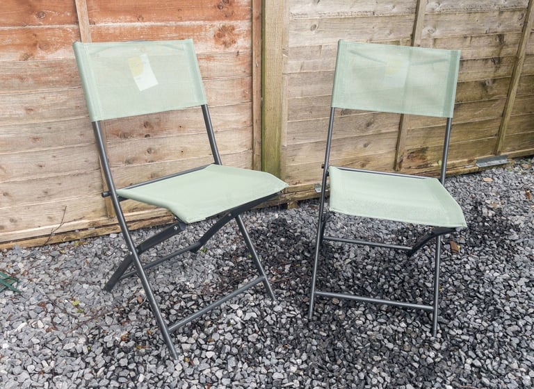 image for Folding Metal Outdoor Chair – Sage Green (£20 for 2)