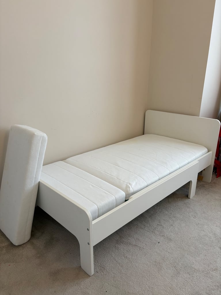 Ikea SLÄKT Ext bed frame with slatted bed base, white, 80x200cm. Including mattress 
