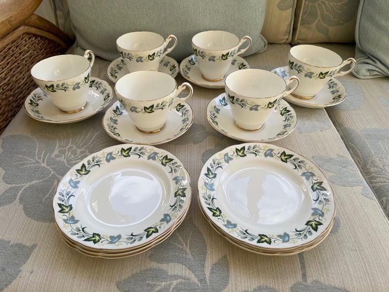 image for Vintage Argyle bone china tea set x6