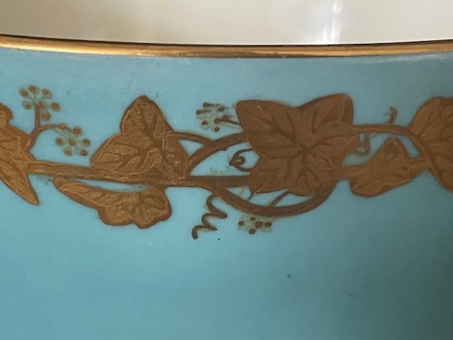 Vintage Turquoise And Gold Porcelain Vase