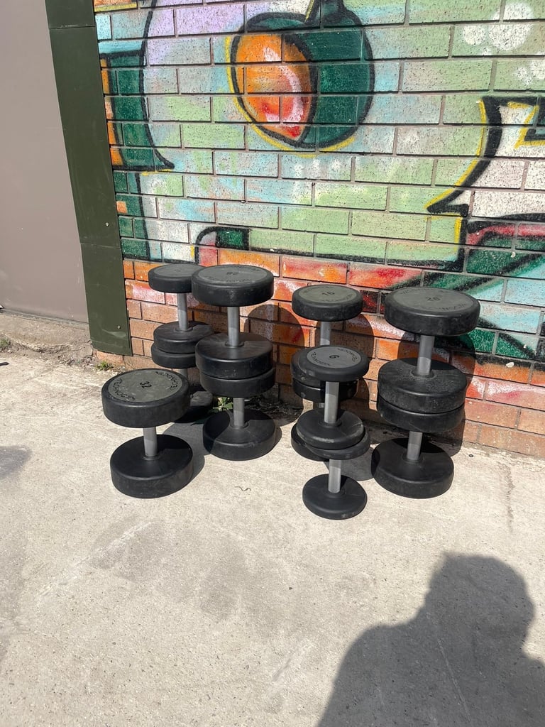 Technogym Urethane Dumbbells Set   With Rack / Individual   Price £3 a kg  Available  4-48kgs 