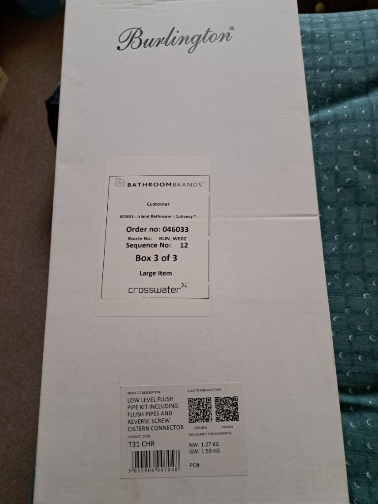 Crome plated low level flush pipe