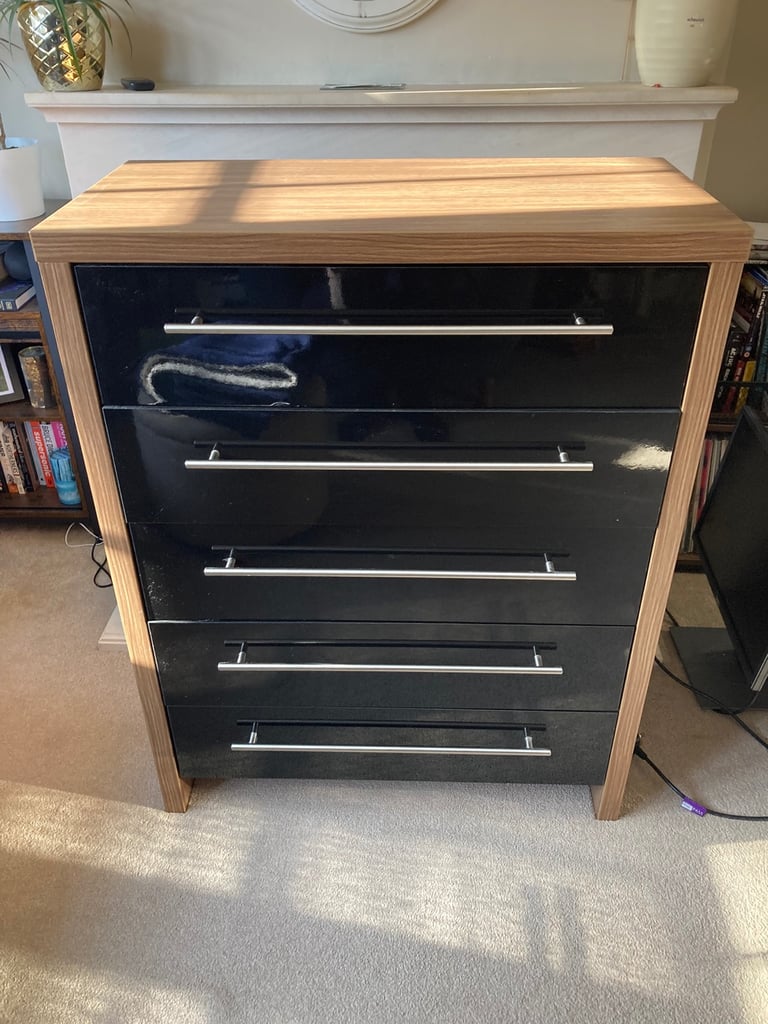 image for Habitat Bedroom Drawers x2 in walnut and black gloss