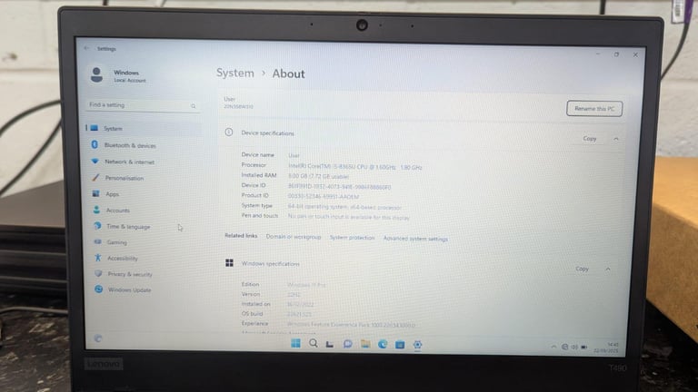 Lenovo ThinkPad T490 14" Laptop – Intel Core i5-8565U | 8GB RAM | 256GB SSD | Windows 11 Pro