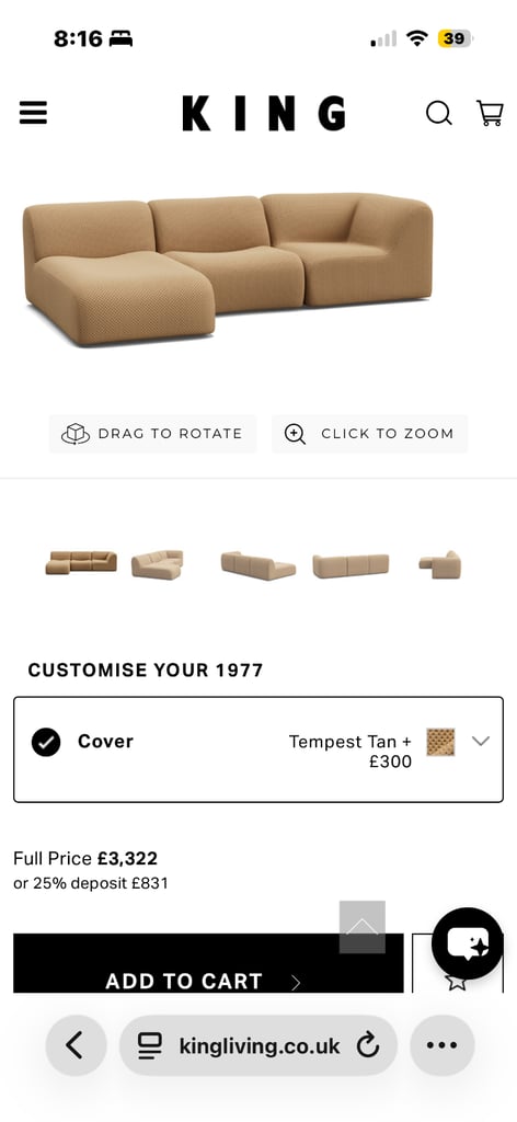 Designer King Living Sofa (L-Shape, Beige, Perfect Condition)