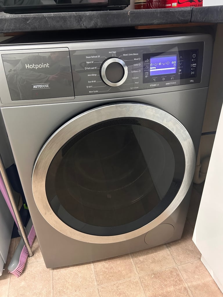image for Hotpoint GentlePower Washing Machine - Silver - 10kg - 1400RPM - A Rated - H8 W046SB UK