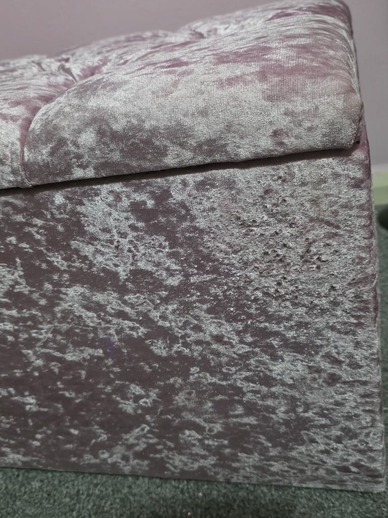 Pink crushed velvet ottoman