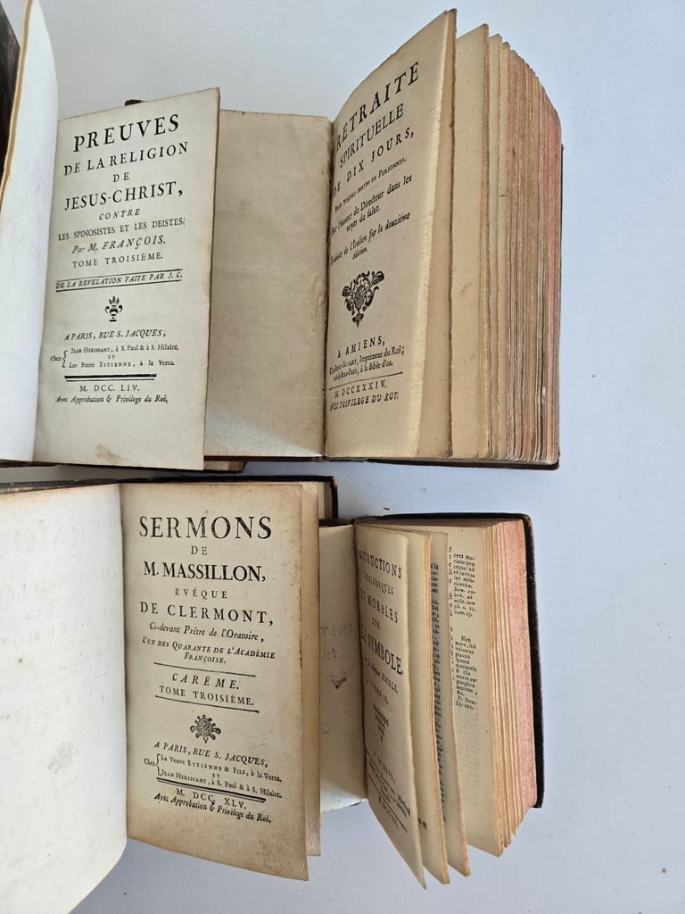 1700s Antique Collector's Georgian Era French Leatherbound Books £40/Each  200 Years Old