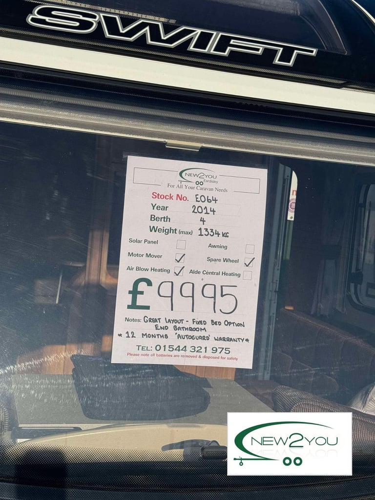 2014 Sprite Major 4- 4 berth Caravan - STOCK E064 - 1 YEAR WARRANTY