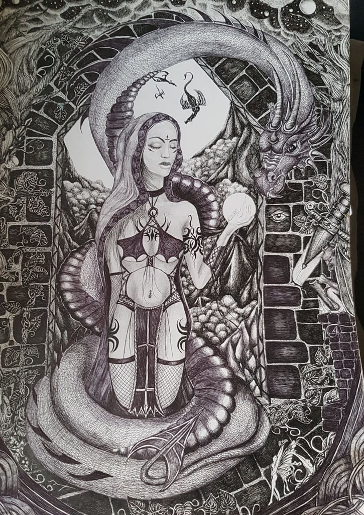 Sold...Fantasy Serpent fantasy Original Artists Drawing