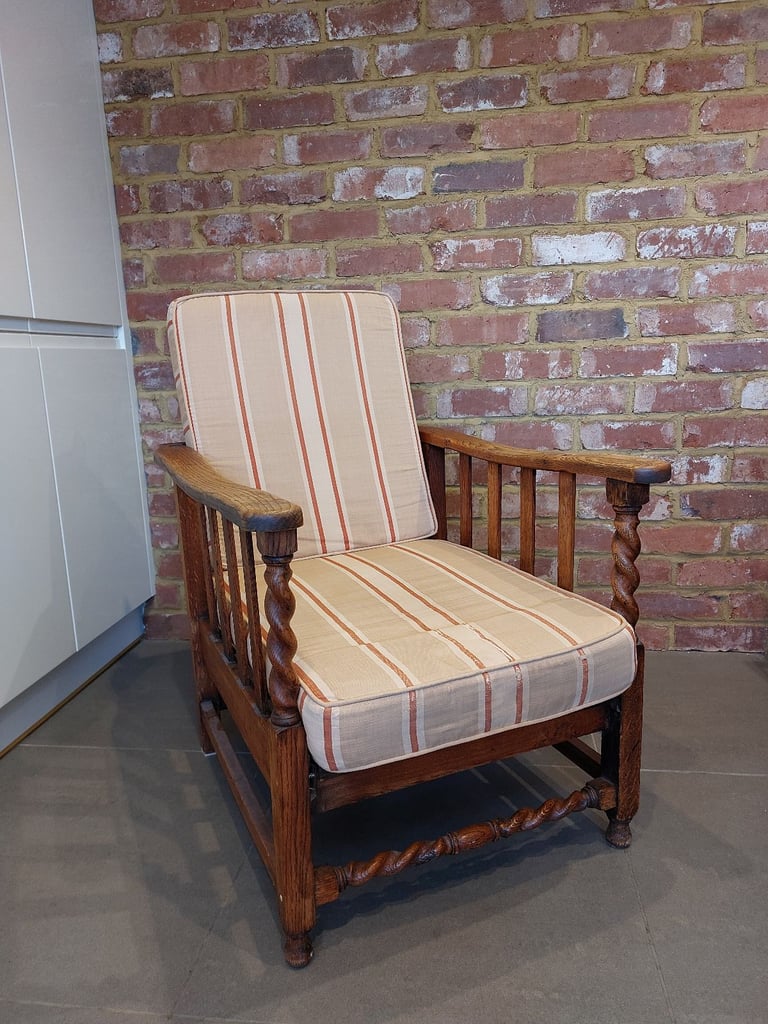 Vintage Steamer Chair, Armchair with Fold-Out Footrest