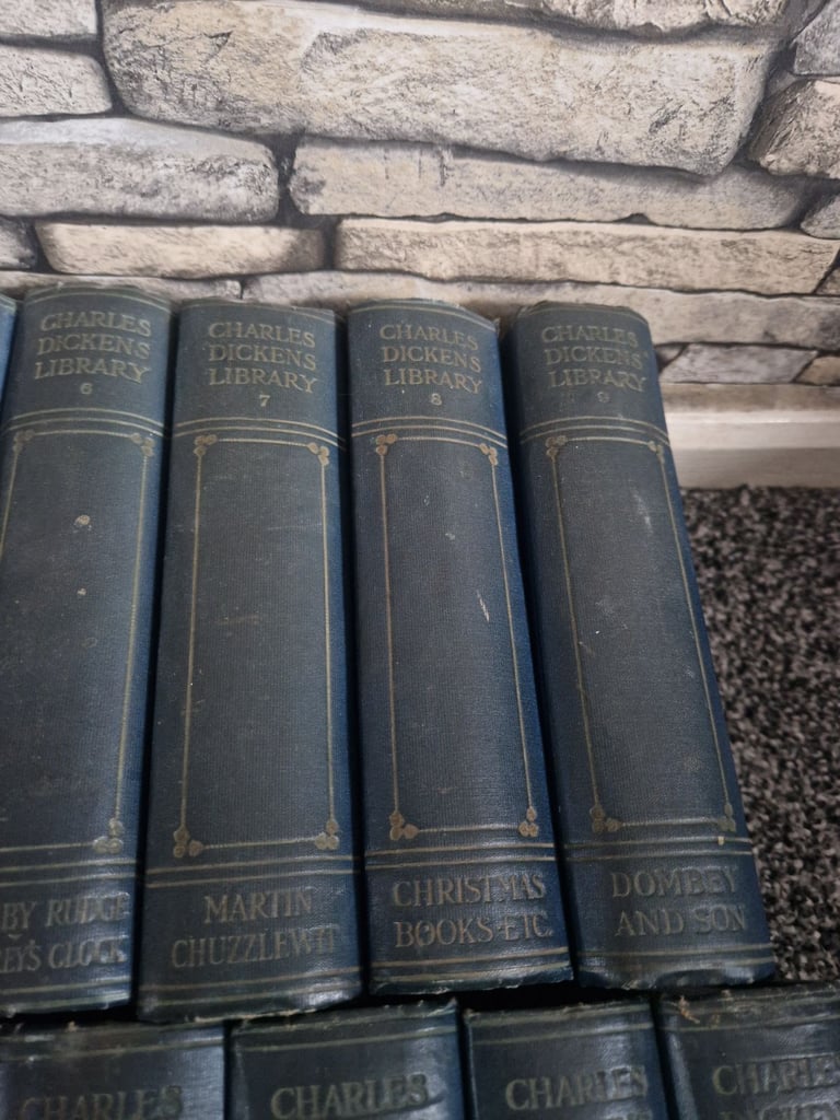 Antique books full set of Charles Dickens library from 1910