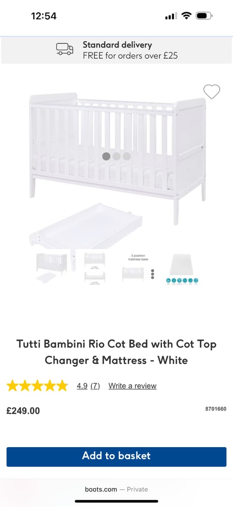 BRAND NEW - Cot bed and mattress 