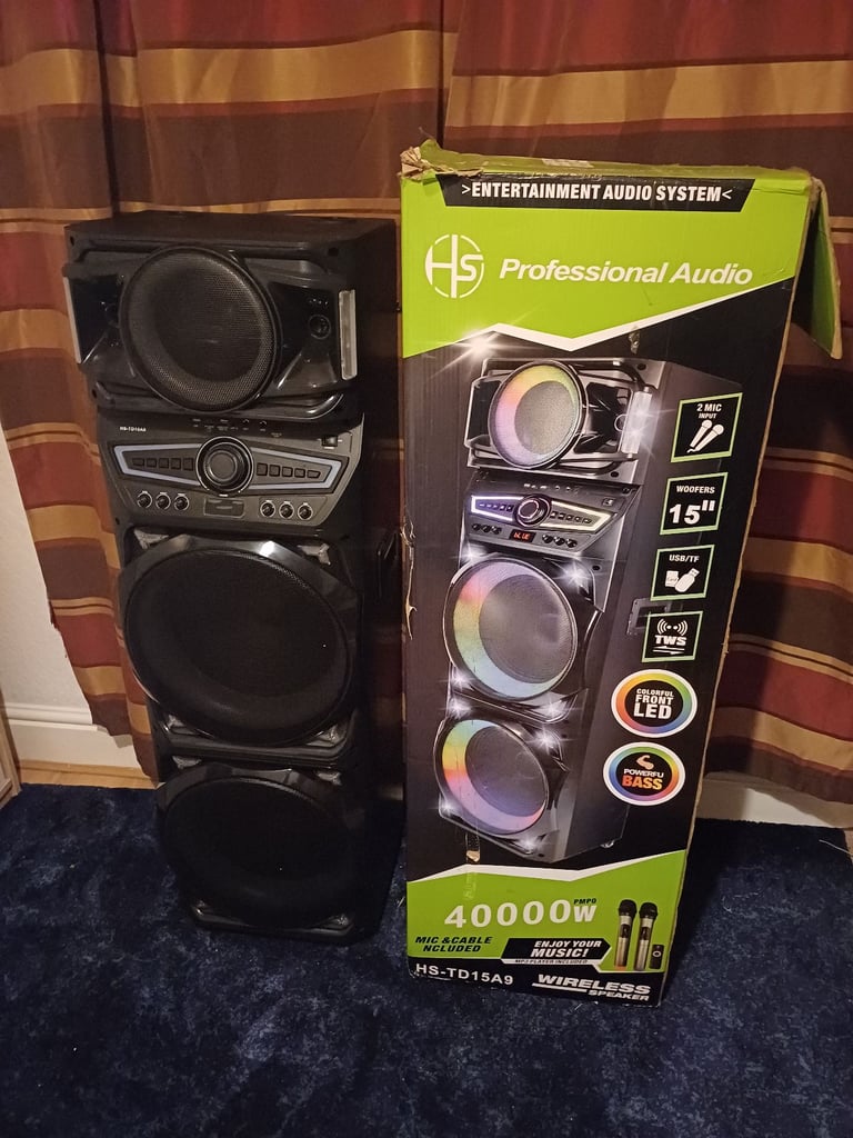 image for HS-TD122 Bluetooth Party Speaker with Led Lights Wireless Microphone with Remote