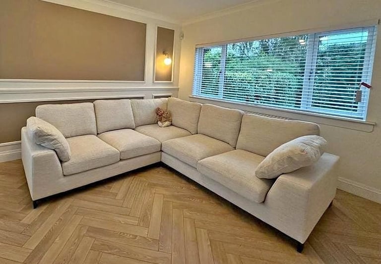 image for Five seater cream dual sofa settee 