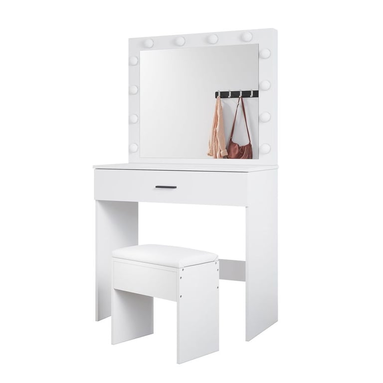 New White LED Makeup Desk + Stool and Mirror RRP £200 Our Price £115