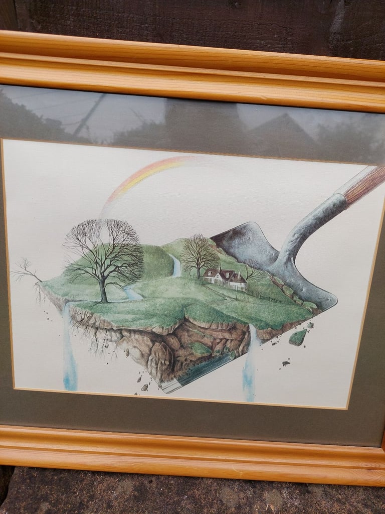 Wall art painting in wooden frame
