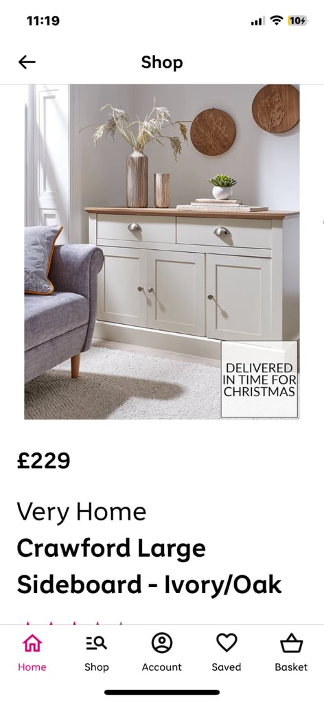 image for Crawford Large Sideboard Ivory & Oak