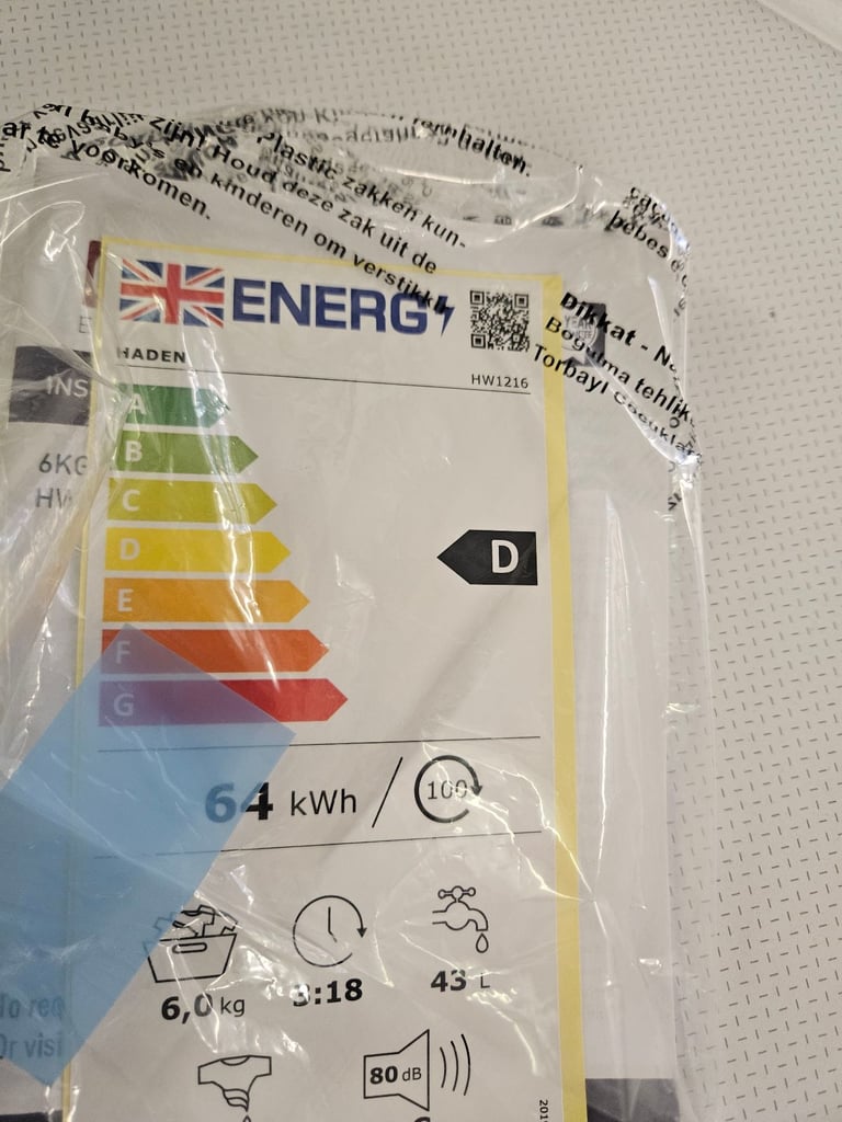 Brand New Haden HW1216 6kg 1200 Spin Washing Machine - White