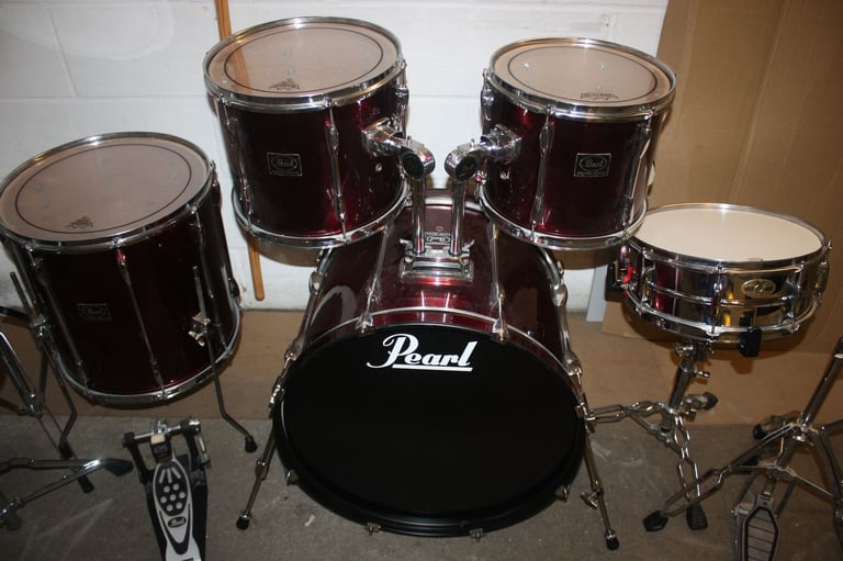 Pearl Export Wine Red 5 Piece Refurbished Drum Kit ~ 22in Bass ~ Hardware Included ~ £450 ono